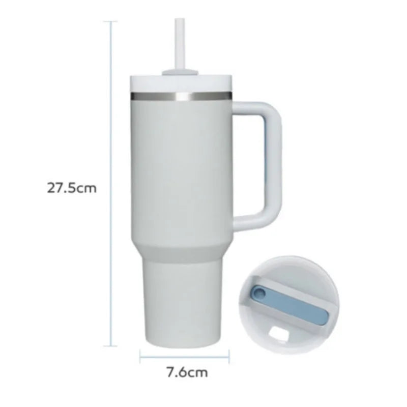 Stainless Steel 40OZ Tumbler With Handle And Straw 40oz Car Cups With Handle Portable Travel Water Vacuum Cup Thermo Coffee Mug