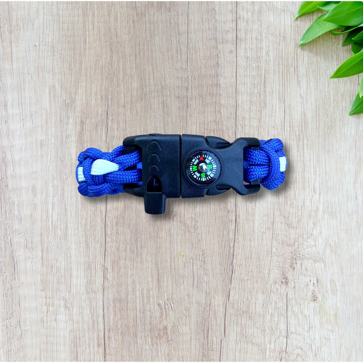 Paracord Survival Bracelet, Royal Blue and White