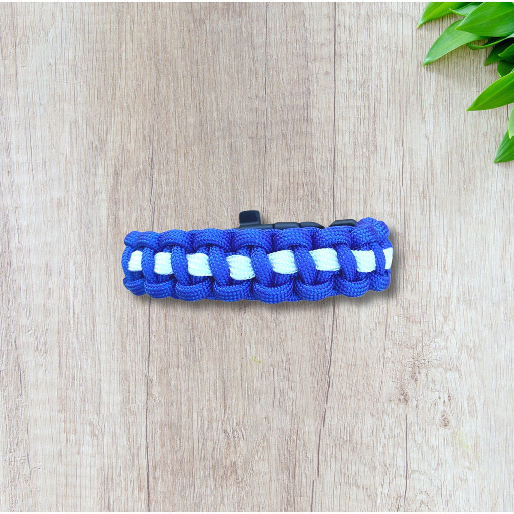 Paracord Survival Bracelet, Royal Blue and White