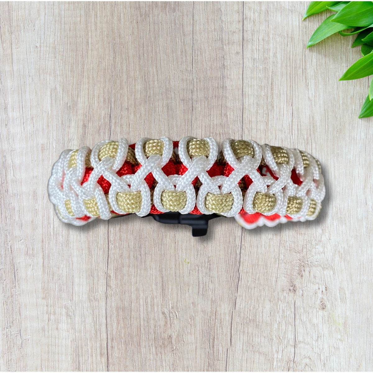 Paracord Bracelet, Red, Gold and White