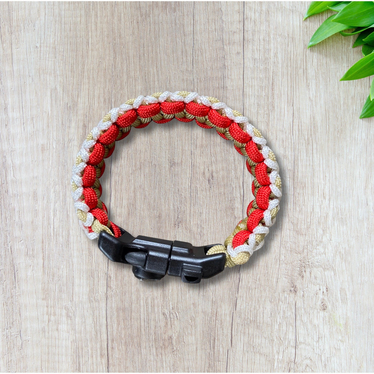 Paracord Bracelet, Red, Gold and White