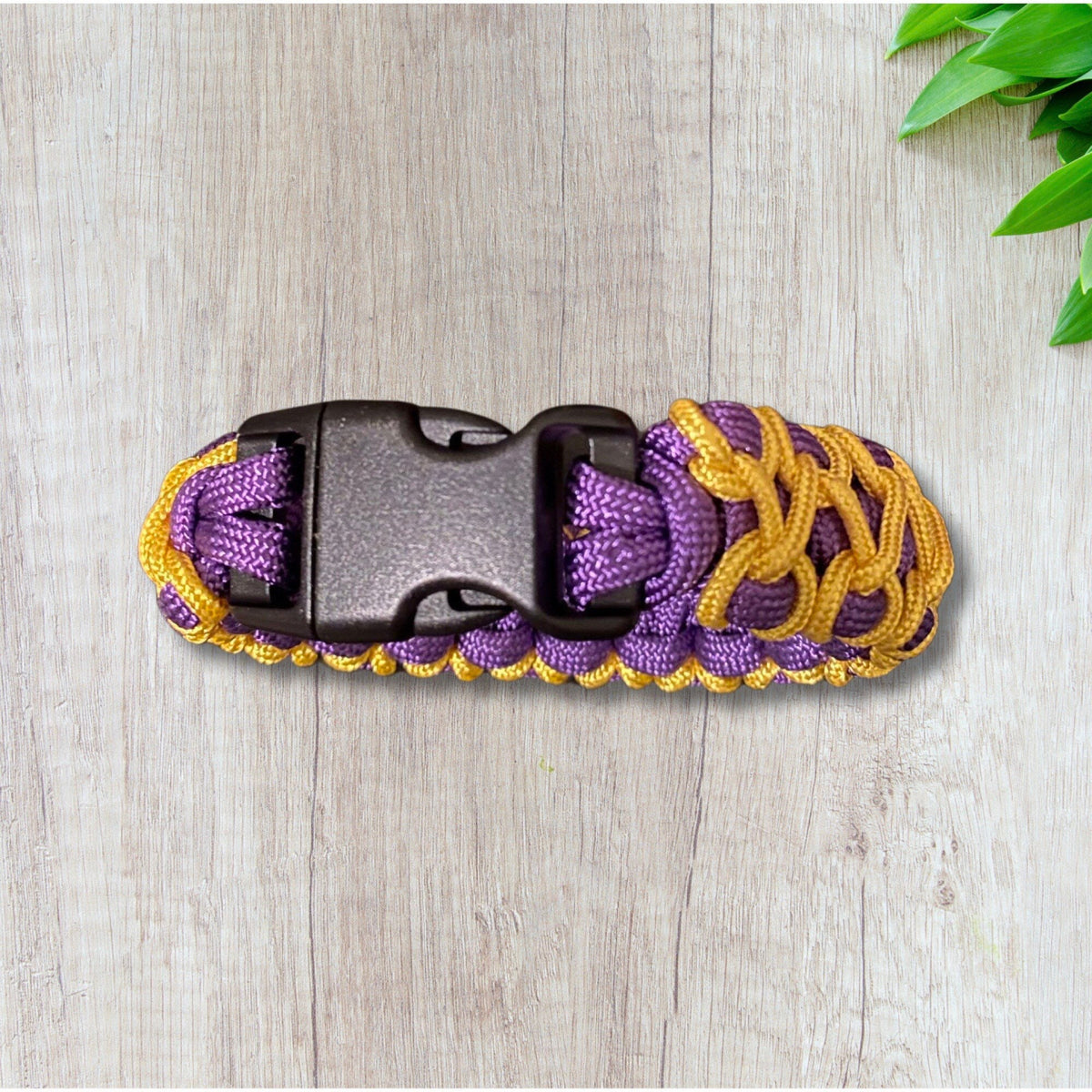 Paracord Bracelet, Purple and Gold