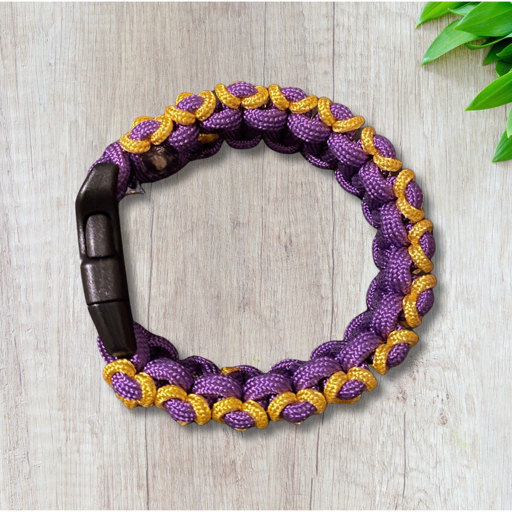 Paracord Bracelet, Purple and Gold