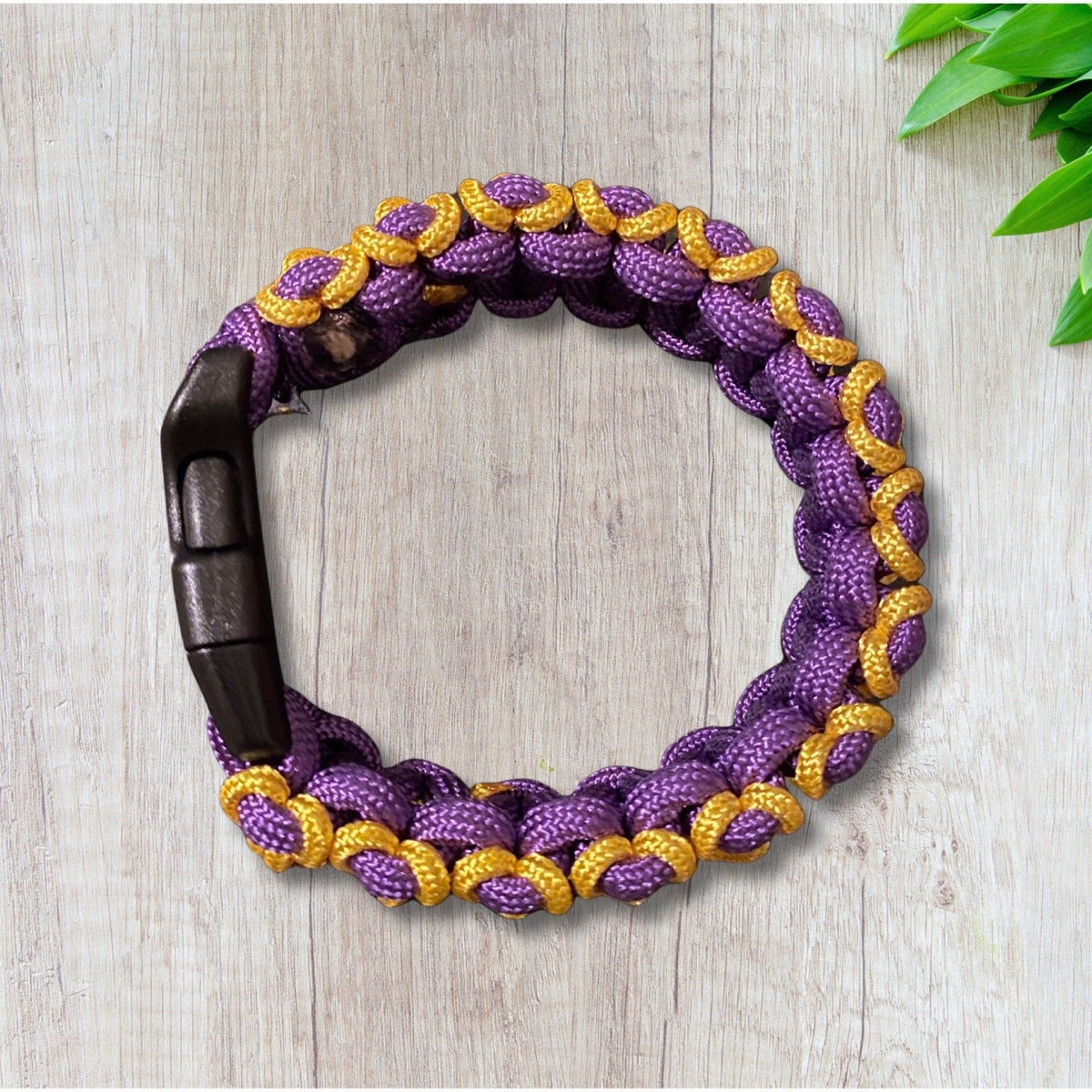 Paracord Bracelet, Purple and Gold