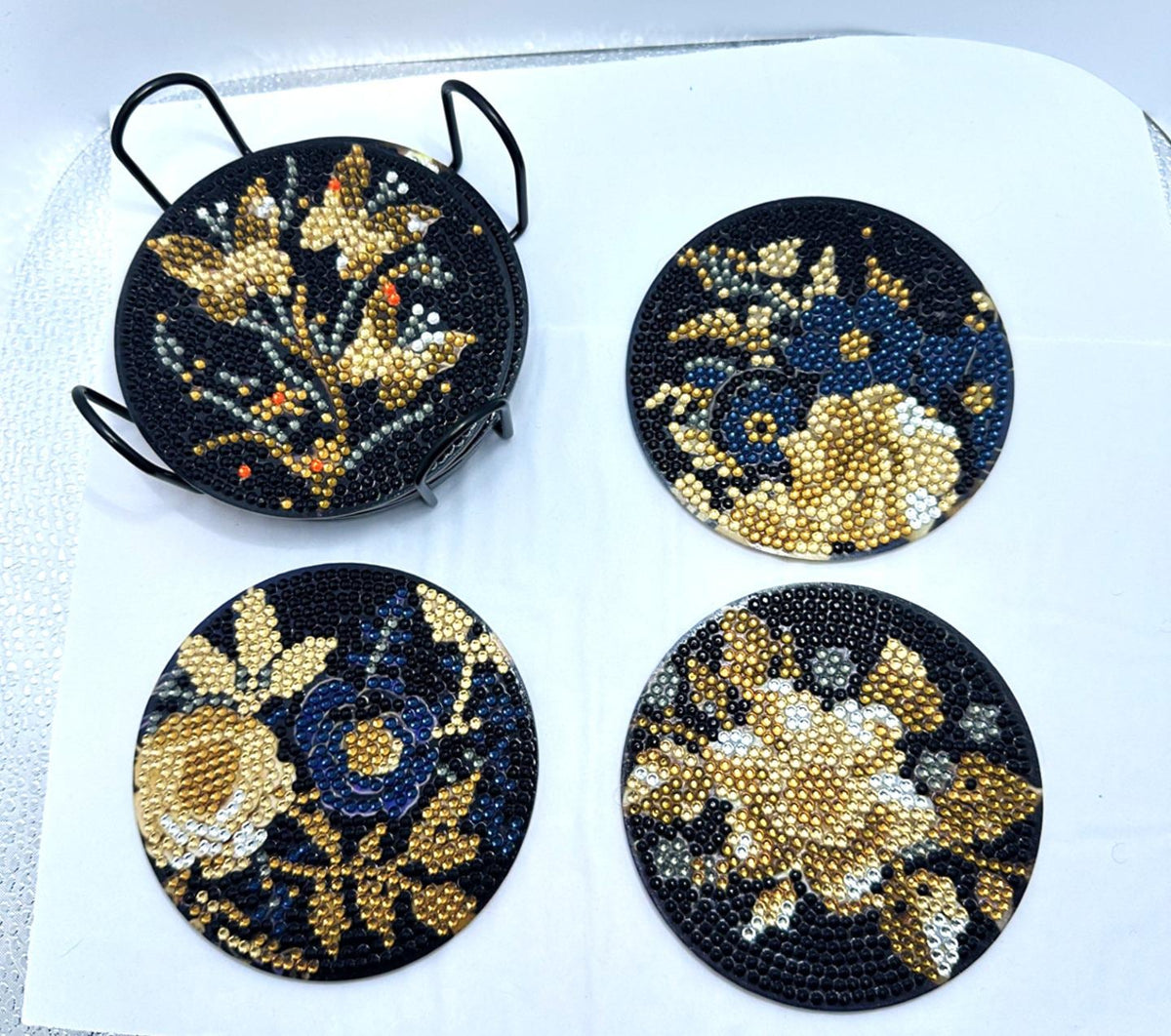 Butterfly and Flower Diamond Art Coasters, Finished, 8 Pack