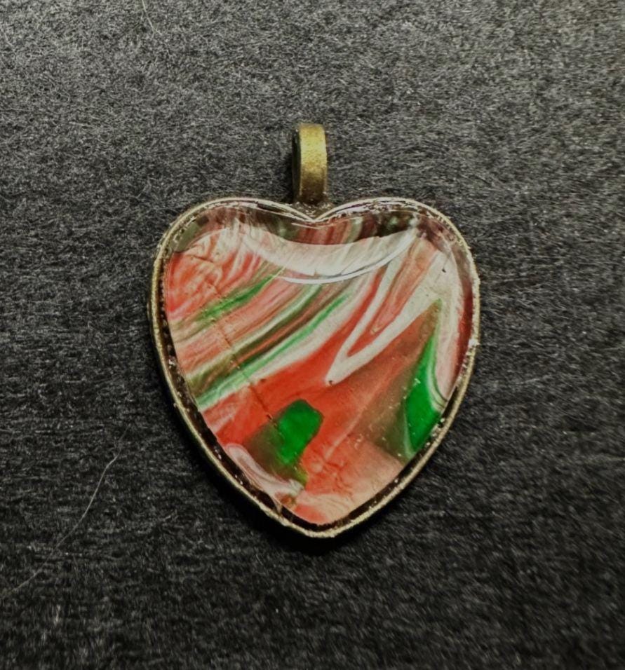 Heart Acrylic Pour Pendant, No. C015