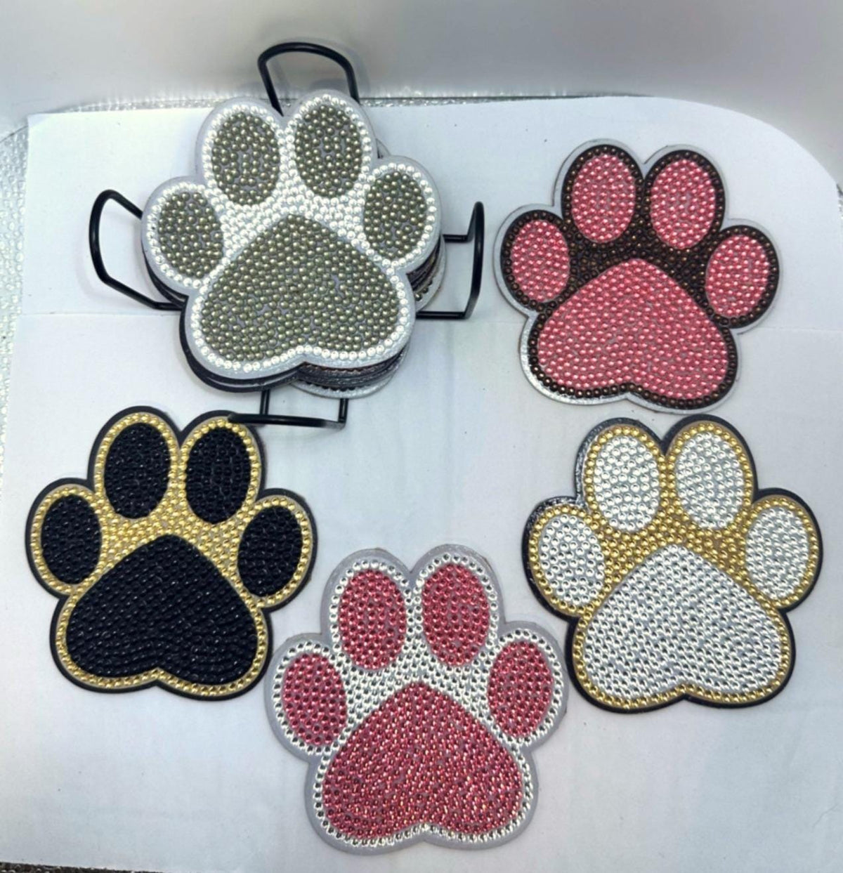 Dog Paw Diamond Art Coasters, Finished, 10 Pack