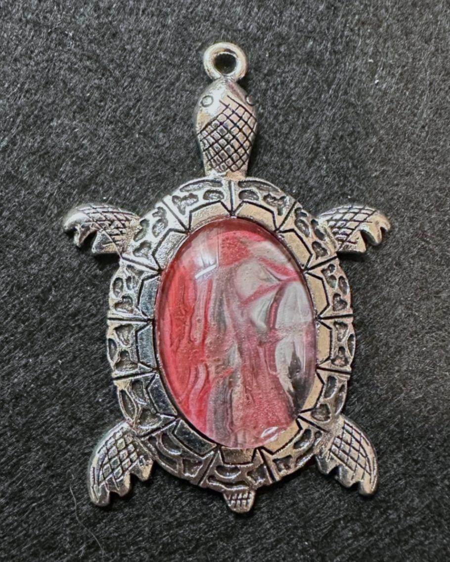 Turtle Acrylic Pour Pendant, No. C023