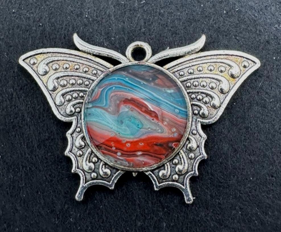 Butterfly Acrylic Pour Pendant, No. C008