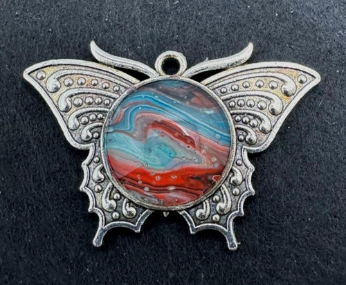 Butterfly Acrylic Pour Pendant, No. C008