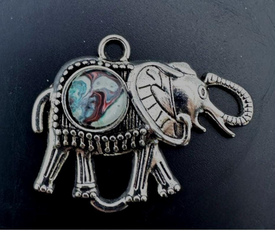 Elephant Acrylic Pour Pendant, No. C009