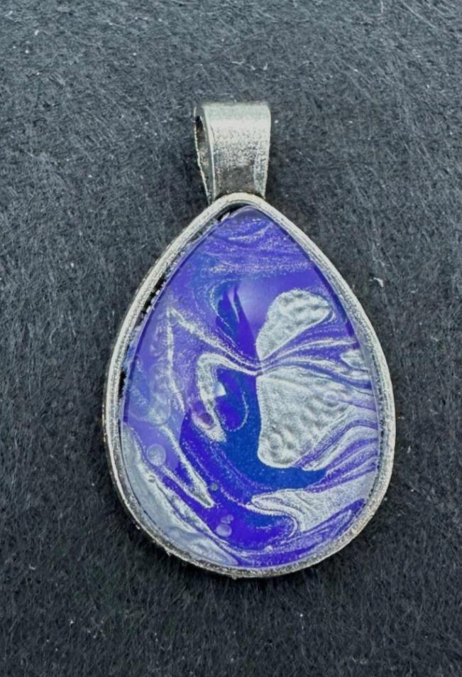Purple Teardrop Acrylic Pour Pendant, No. C017